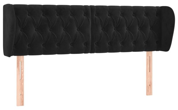 Testiera ad Orecchio Nera 163x23x78/88 cm in Velluto