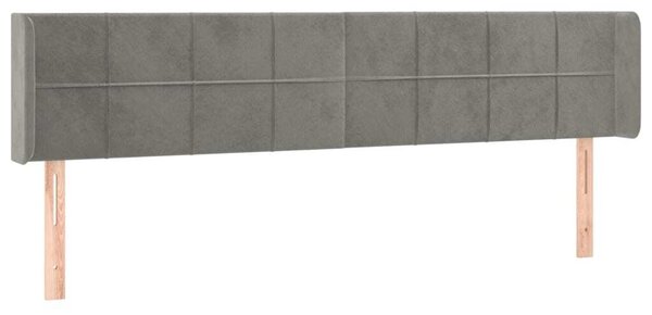 Testiera ad Orecchio Grigio Chiaro 183x16x78/88 cm in Velluto