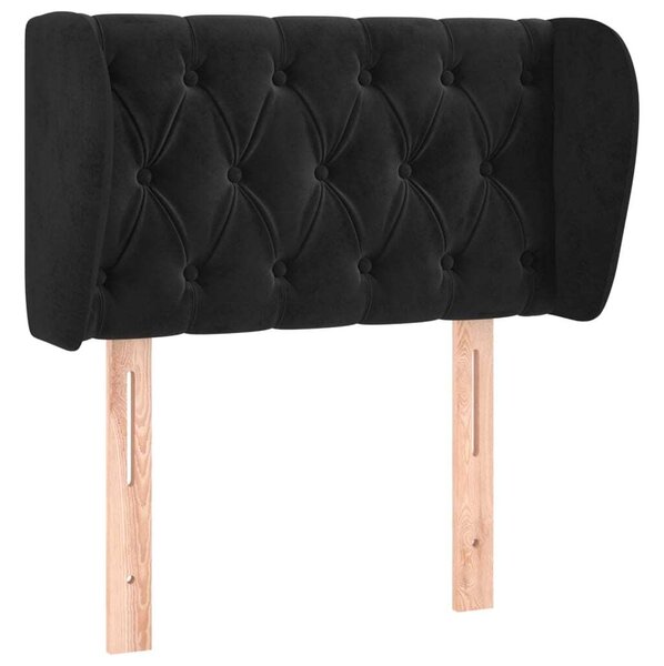 Testiera ad Orecchio Nera 83 x 23 x 78/88 cm in Velluto