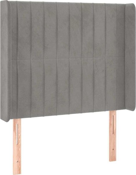 Testiera ad Orecchio Grigio Chiaro 103x16x118/128 cm in Velluto