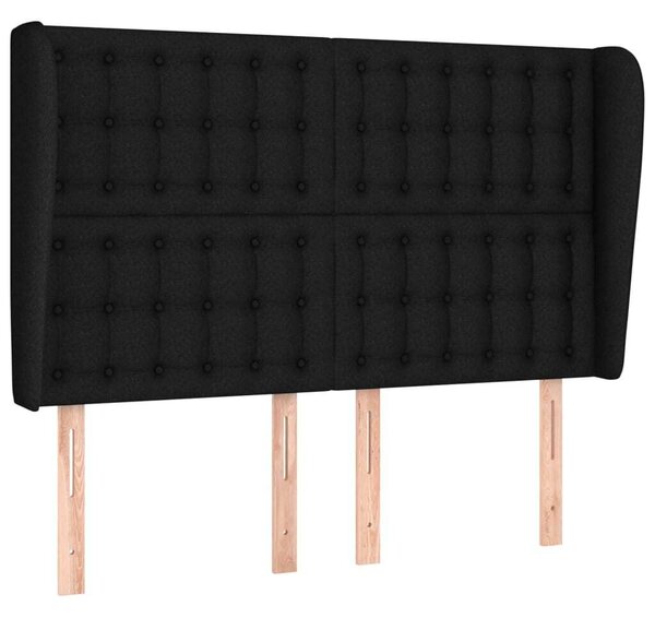 Testiera ad Orecchio Nera 147 x 23 x 118/128 cm in Tessuto