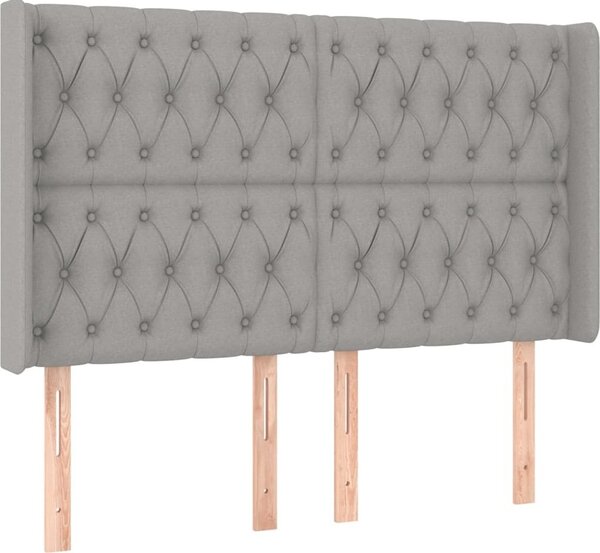 Testiera ad Orecchio Grigio Chiaro 147x16x118/128 cm in Tessuto