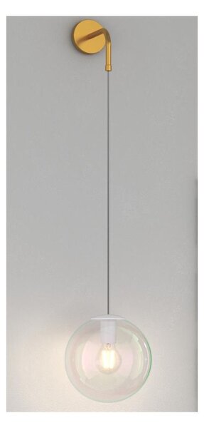 IRIS LAMPADA DA PARETE OTTONE CON SFERA IN VETRO IRIDESCENTE D20 CM LAMPADINA ATTACCO E27 DESIGN MODERNO
