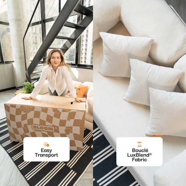 Divano beige allungabile con rivestimento in bouclé 180 cm Bloom – TemaHome