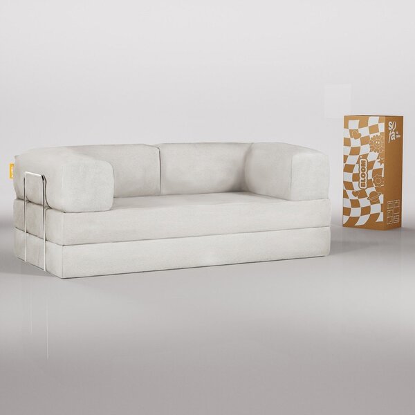 Divano beige allungabile con rivestimento in bouclé 180 cm Bloom – TemaHome