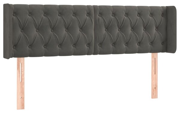 Testiera ad Orecchio Grigio Scuro 147x16x78/88 cm in Velluto
