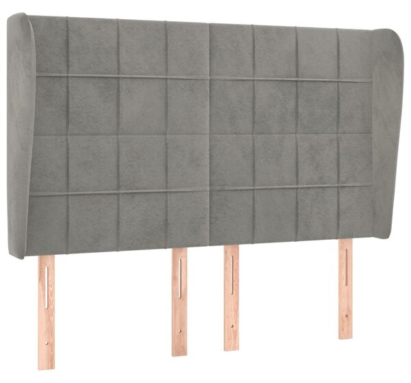 Testiera ad Orecchio Grigio Chiaro 147x23x118/128 cm in Velluto