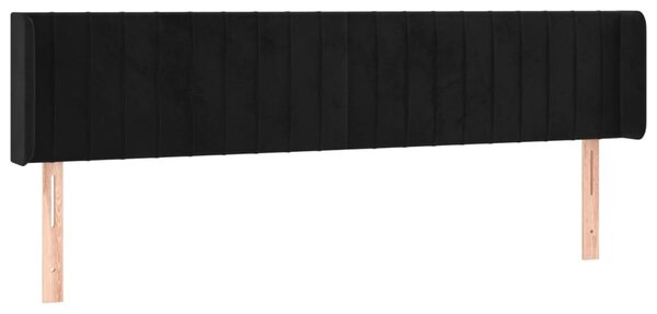 Testiera ad Orecchio Nera 183x16x78/88 cm in Velluto