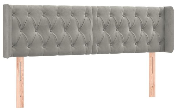 Testiera ad Orecchio Grigio Chiaro 147x16x78/88 cm in Velluto