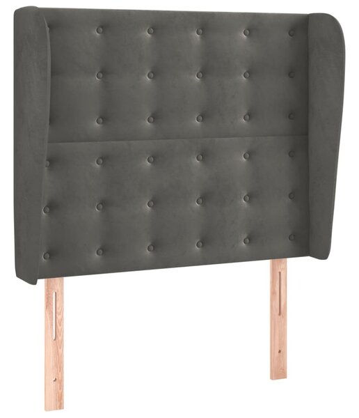 Testiera ad Orecchio Grigio Scuro 93x23x118/128 cm in Velluto
