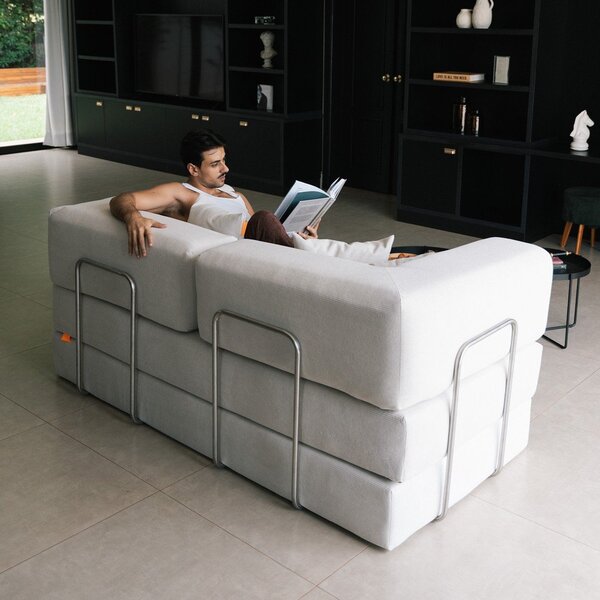 Divano beige allungabile con rivestimento in bouclé 180 cm Bloom – TemaHome