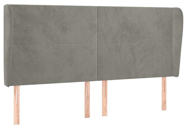 Testiera ad Orecchio Grigio Chiaro 183x23x118/128 cm in Velluto