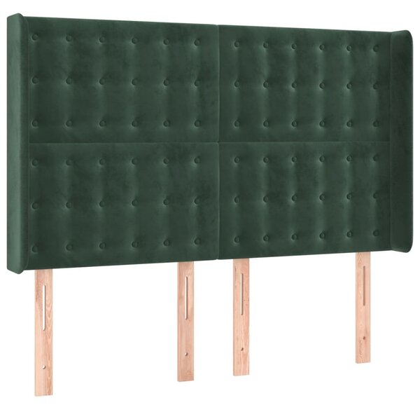 Testiera ad Orecchio Verde Scuro 147x23x118/128cm in Velluto