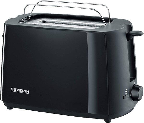 Severin Tostapane 2 Fette Potenza 700 Watt Cassetto fondo Raccoglibriciole colore Nero/Acciaio - AT 2287