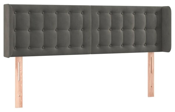 Testiera ad Orecchio Grigio Scuro 147x16x78/88 cm in Velluto