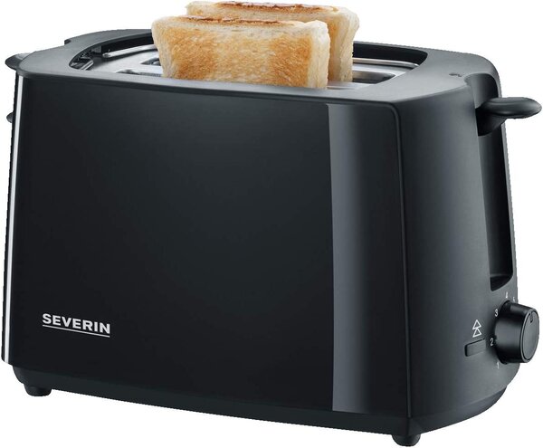 Severin Tostapane 2 Fette Potenza 700 Watt Cassetto fondo Raccoglibriciole colore Nero/Acciaio - AT 2287
