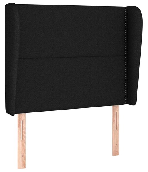 Testiera ad Orecchio Nera 93x23x118/128 cm in Tessuto