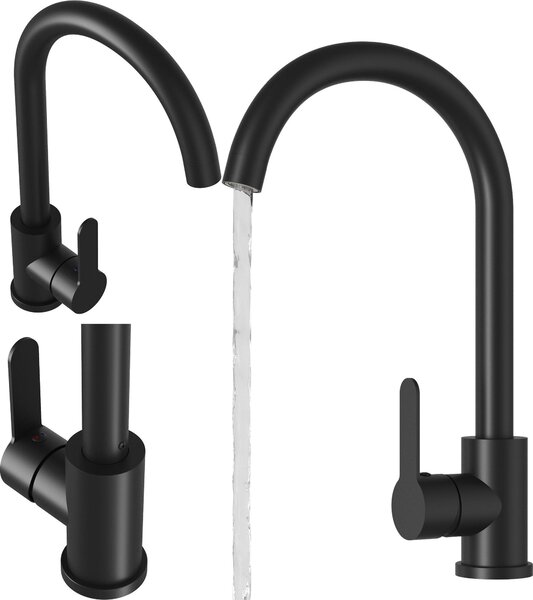 Granitan | Rubinetto da cucina Prestige - Nero - Bocchetta girevole - Design moderno - Ecologico