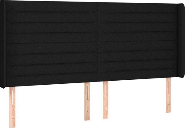 Testiera ad Orecchio Nera 163x16x118/128 cm in Tessuto