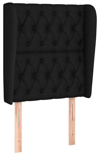 Testiera ad Orecchio Nera 83x23x118/128 cm in Tessuto