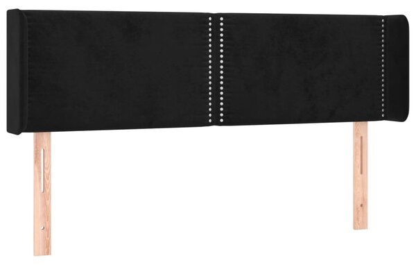 Testiera ad Orecchio Nera 147x16x78/88 cm in Velluto