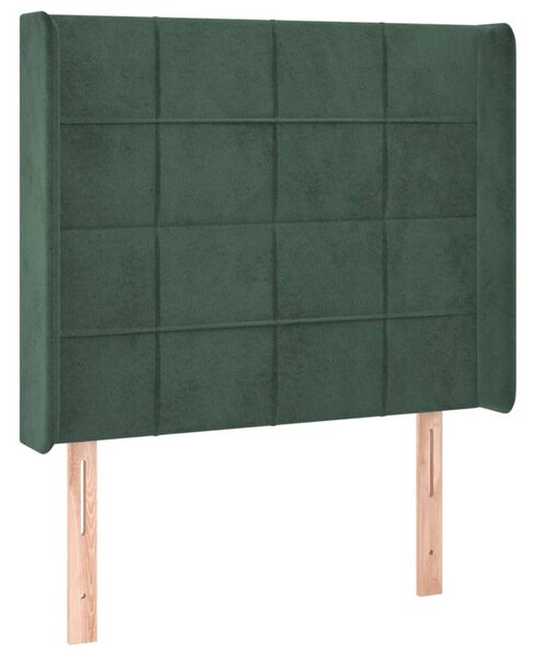 Testiera ad Orecchio Verde Scuro 83x16x118/128 cm in Velluto