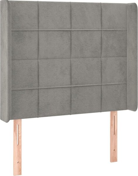 Testiera ad Orecchio Grigio Chiaro 103x16x118/128 cm in Velluto
