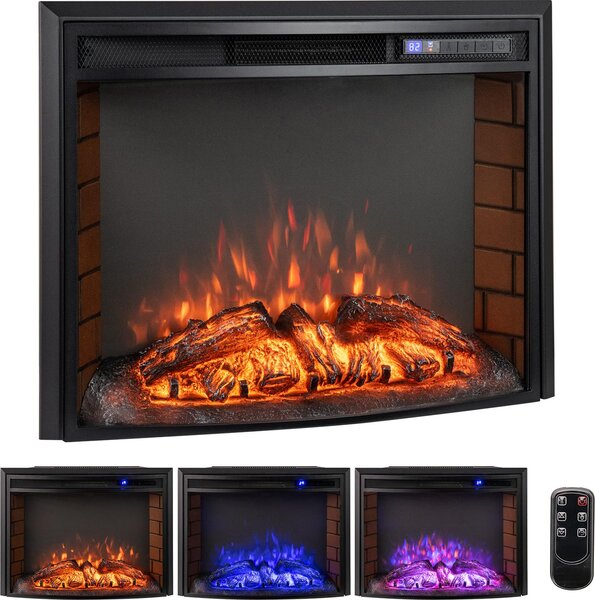 Caminetto elettrico COSTWAY 1500W, caminetto da pavimento, caminetto da incasso regolabile con effetto fiamma 3D e luminosità, caminetto da parete 5000BTU con riscaldamento, telecomando, timer