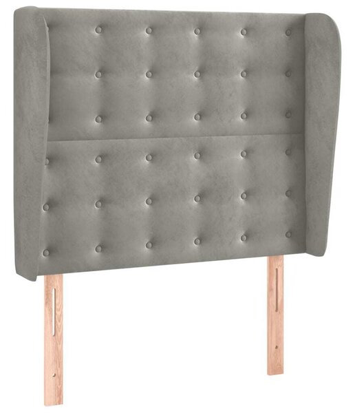 Testiera ad Orecchio Grigio Chiaro 93x23x118/128 cm in Velluto