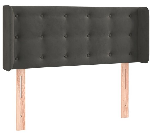 Testiera ad Orecchio Grigio Scuro 93x16x78/88 cm in Velluto