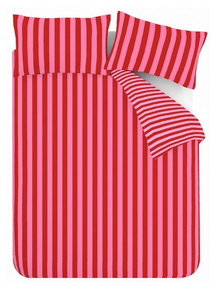 Set copripiumino e federa rosso/rosa per letto singolo 135x200 cm Stripe Tease – Sassy B