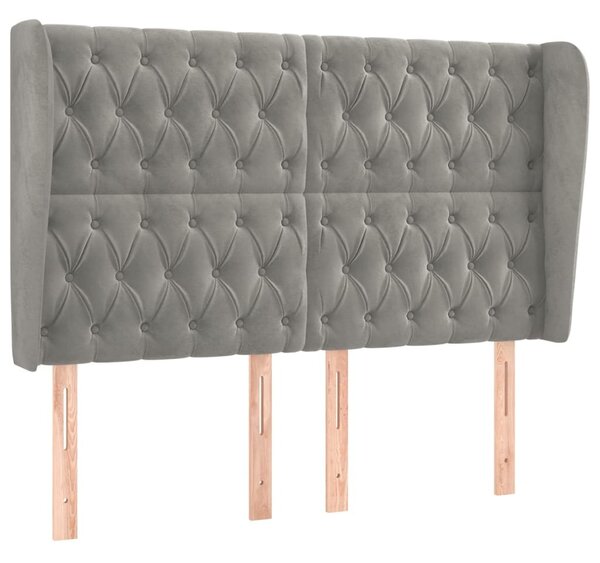 Testiera ad Orecchio Grigio Chiaro 147x23x118/128 cm in Velluto