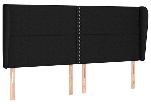 Testiera ad Orecchio Nera 183x23x118/128 cm in Tessuto