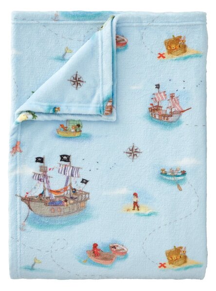 Coperta per bambini blu in micropile 150x200 cm Pirates – Belle & Boo