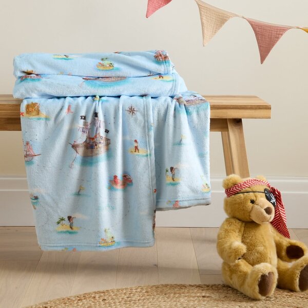 Coperta per bambini blu in micropile 150x200 cm Pirates – Belle & Boo