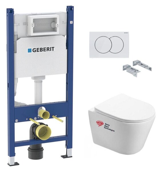 Set WC sospeso con modulo Geberit Duofix e WC senza bordo SAT Infinitio