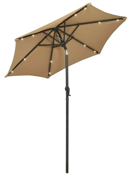 Ombrellone da Giardino con LED Tortora 200x211 cm in Alluminio