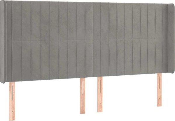 Testiera ad Orecchio Grigio Chiaro 183x16x118/128 cm in Velluto