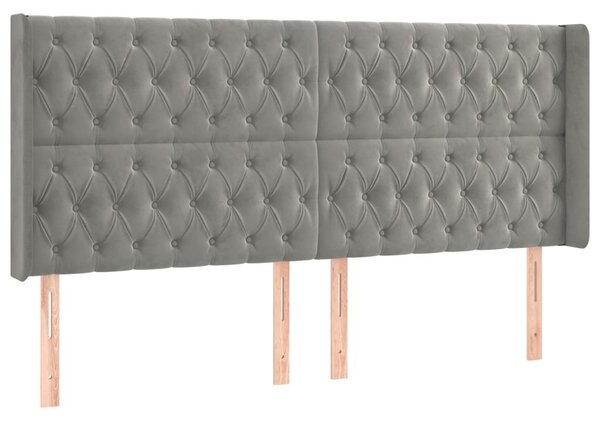 Testiera ad Orecchio Grigio Chiaro 183x16x118/128 cm in Velluto