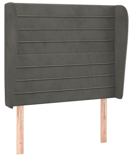 Testiera ad Orecchio GrigioScuro 103x23x118/128cm in Velluto