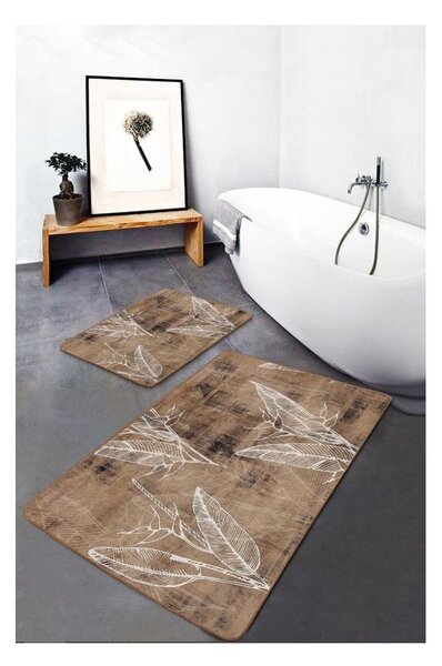 Set di tappetini per il bagno marroni in velluto 2 pz 60x100 cm – Mila Home