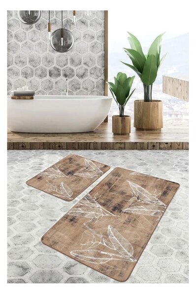 Set di tappetini per il bagno marroni in velluto 2 pz 60x100 cm – Mila Home