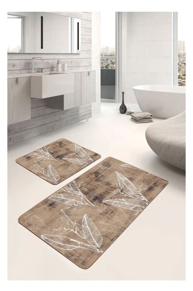 Set di tappetini per il bagno marroni in velluto 2 pz 60x100 cm – Mila Home