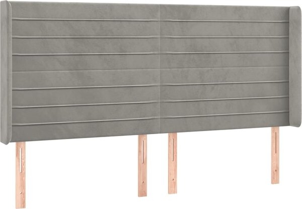Testiera ad Orecchio Grigio Chiaro 203x16x118/128 cm in Velluto