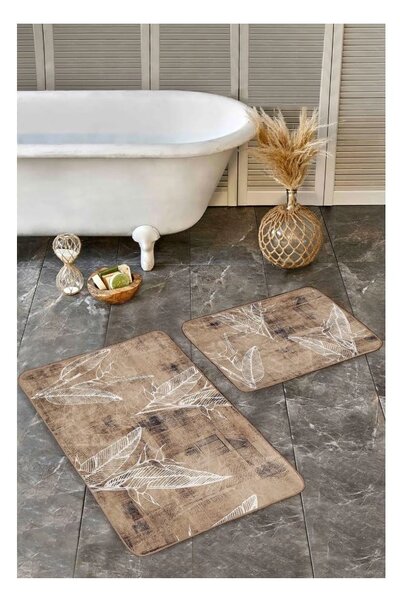 Set di tappetini per il bagno marroni in velluto 2 pz 60x100 cm – Mila Home