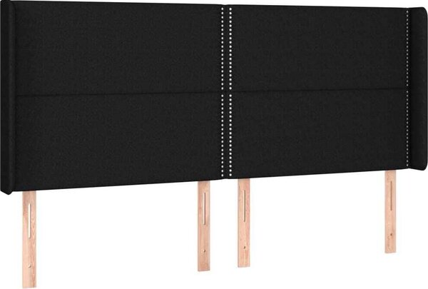 Testiera ad Orecchio Nera 183x16x118/128 cm in Tessuto