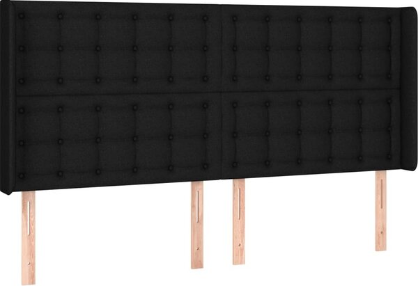 Testiera ad Orecchio Nera 203x16x118/128 cm in Tessuto