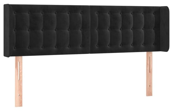 Testiera ad Orecchio Nera 147x16x78/88 cm in Velluto