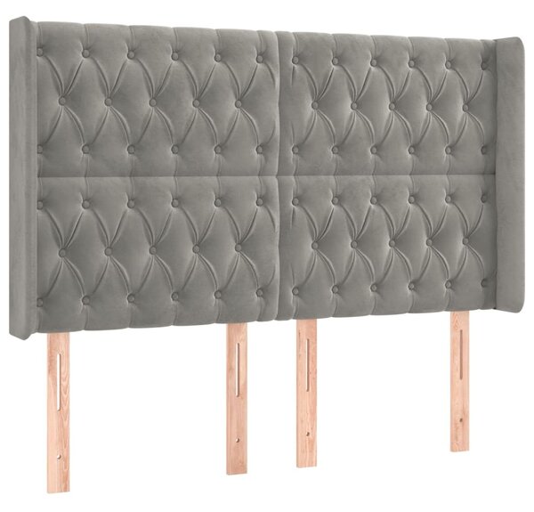Testiera ad Orecchio Grigio Chiaro 147x16x118/128 cm in Velluto