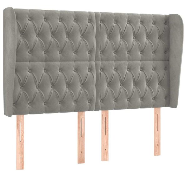 Testiera ad Orecchio Grigio Chiaro 163x23x118/128 cm in Velluto